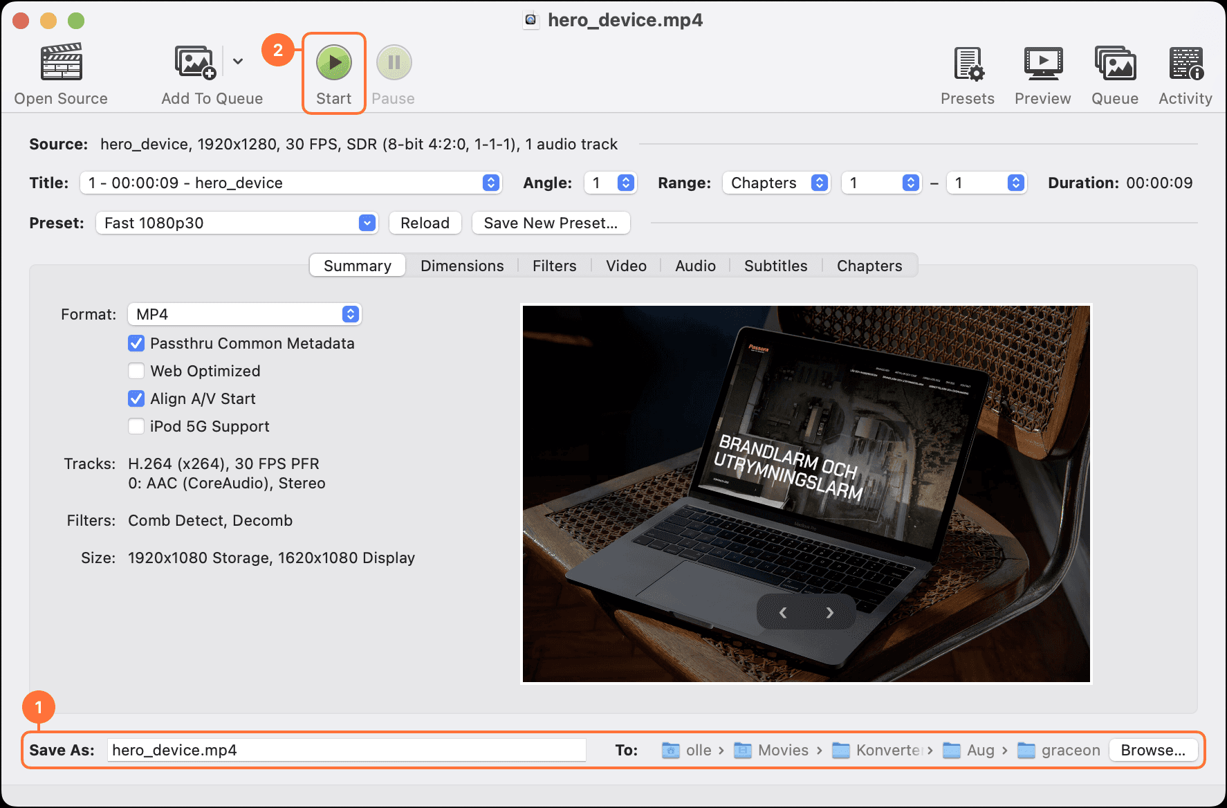Välj plats och spara